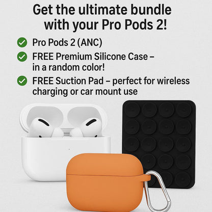 Pro Pods 2nd Gen (USA Edition) – 1 Year Warranty + Free Silicon Case & Suction Pad